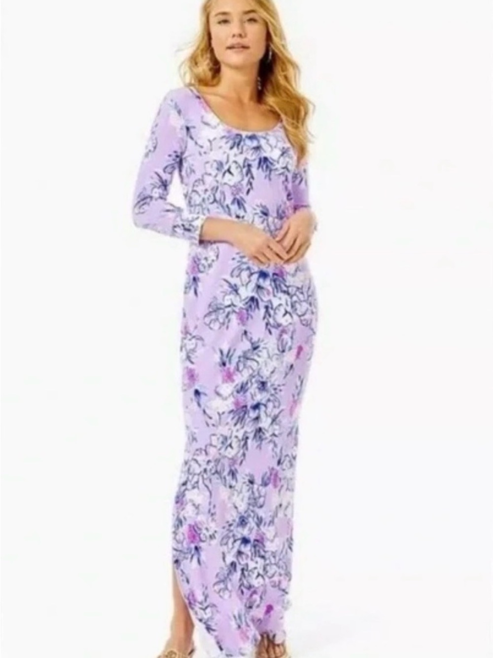 Lilly Pulitzer Zayda Purple Floral Maxi Dress Trunks In The Air Large